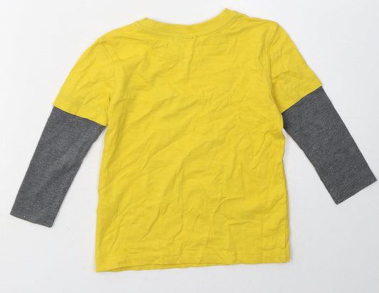 George Boys Yellow Cotton Basic Casual Size 2 Years Crew Neck Pullover - batman