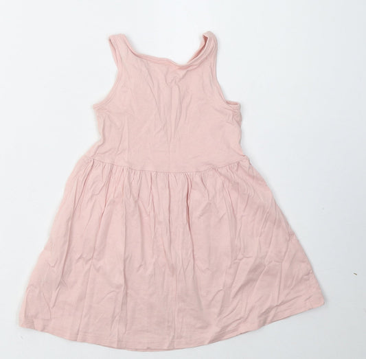 H&M Girls Pink Cotton A-Line Size 2-3 Years Scoop Neck Pullover