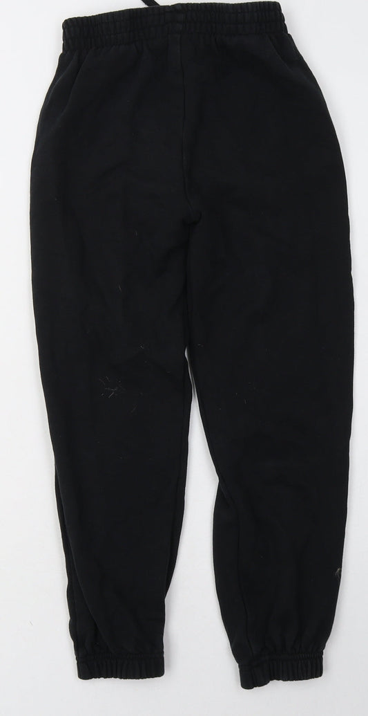 sainsburys Girls Black Cotton Jogger Trousers Size 9 Months Regular Tie - School Wear