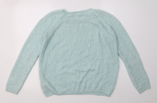 New Look Womens Blue Acrylic Pullover Sweatshirt Size 12 Pullover