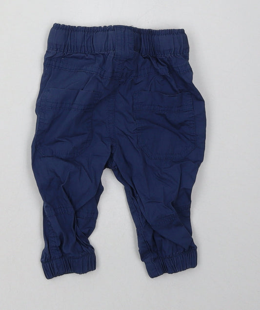 NEXT Boys Blue Cotton Capri Trousers Size 3-6 Months Tie