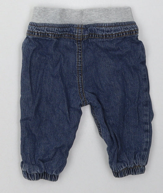 F&F Boys Blue Cotton Capri Trousers Size 3-6 Months