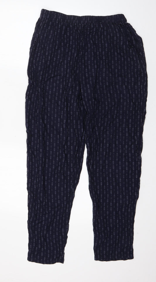 viz.a.viz Womens Blue Geometric Viscose Trousers Size S L27 in Regular