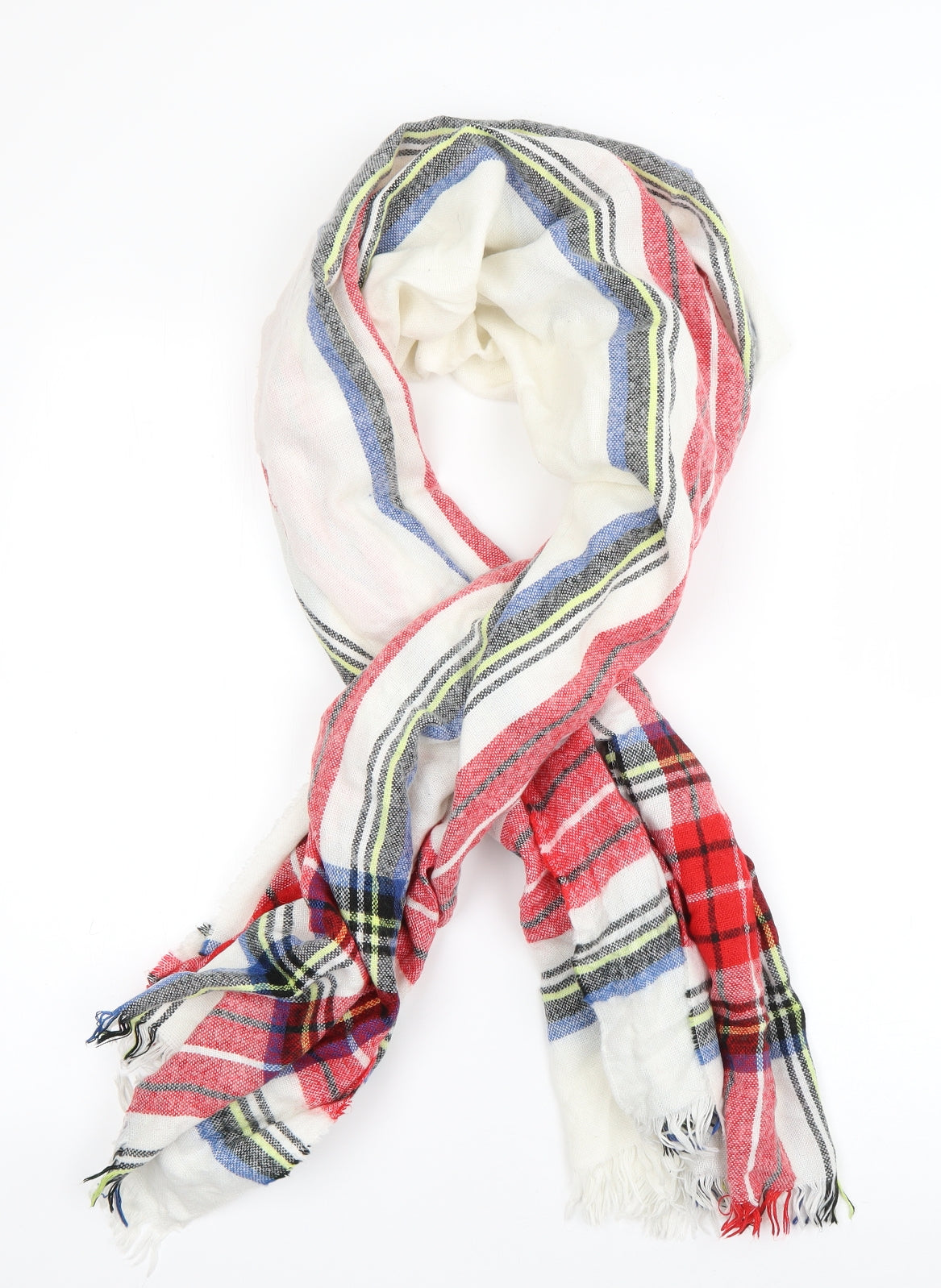 ASOS Womens White Plaid Acrylic Scarf