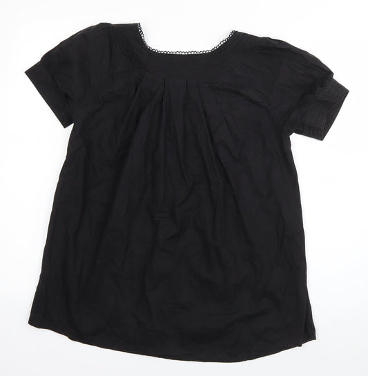 Miss Posh Womens Black Cotton Basic Blouse Size 10 Square Neck