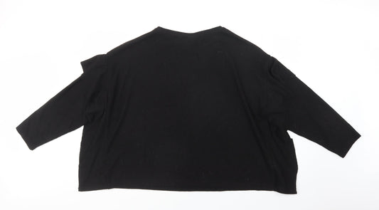 H&M Womens Black Crew Neck Viscose Pullover Jumper Size XL