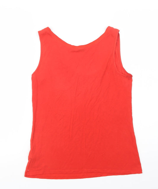 Oasis Womens Red Viscose Basic Blouse Size S Scoop Neck