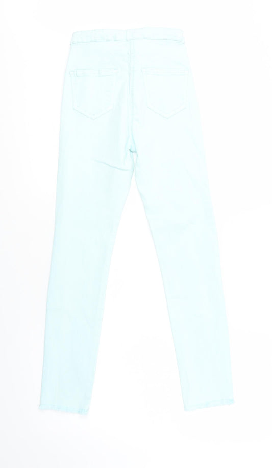 Candy Couture Girls Green Cotton Skinny Jeans Size 13 Years Regular Button
