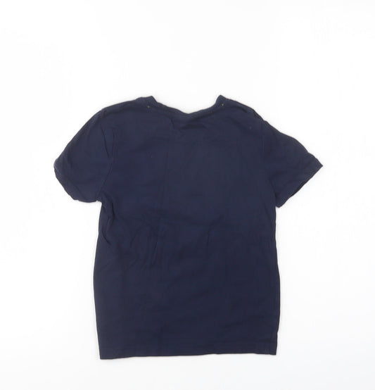 F&F Boys Blue Cotton Basic T-Shirt Size 4-5 Years Crew Neck - Player