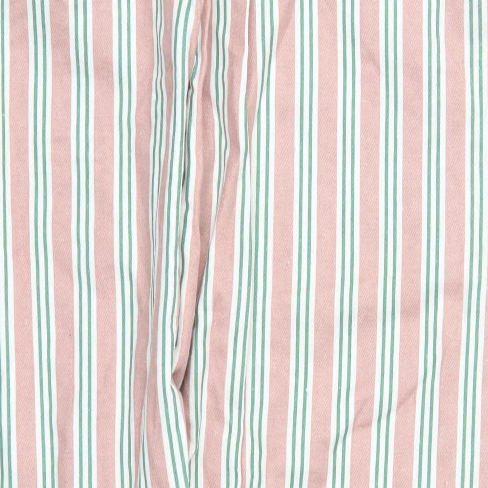 Preworn Womens Pink Striped Cotton Trousers Size 33 in L29 in Regular - Pyjama Pants