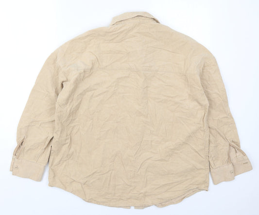 H&M Womens Beige Cotton Basic Button-Up Size XS Collared