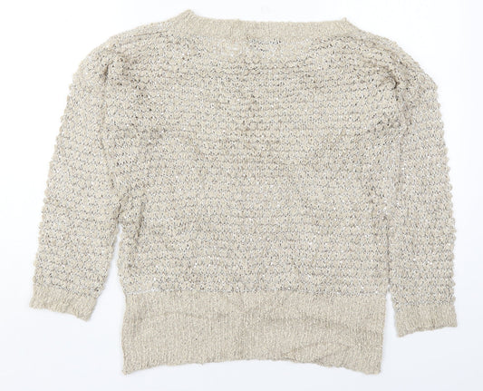 Jenny Loyd Womens Beige Round Neck Acrylic Pullover Jumper Size M