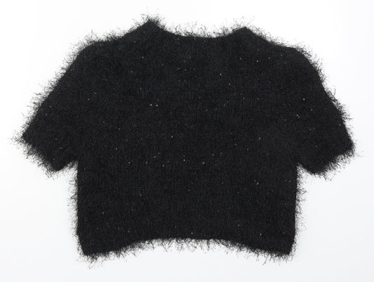 Peacocks Womens Black V-Neck Polyester Cardigan Jumper Size 8