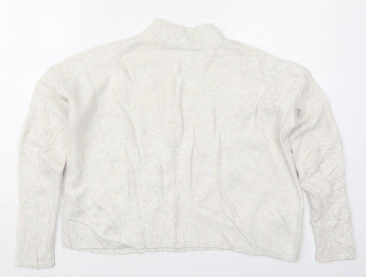 Miss Selfridge Womens White Round Neck Acrylic Pullover Jumper Size 10