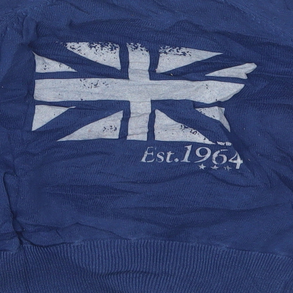 Vertbaudet Boys Blue Round Neck Cotton Pullover Jumper Size 4 Years Pullover - Union Jack