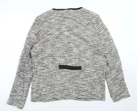 BM Collection Womens Grey Crew Neck Cotton Cardigan Jumper Size M