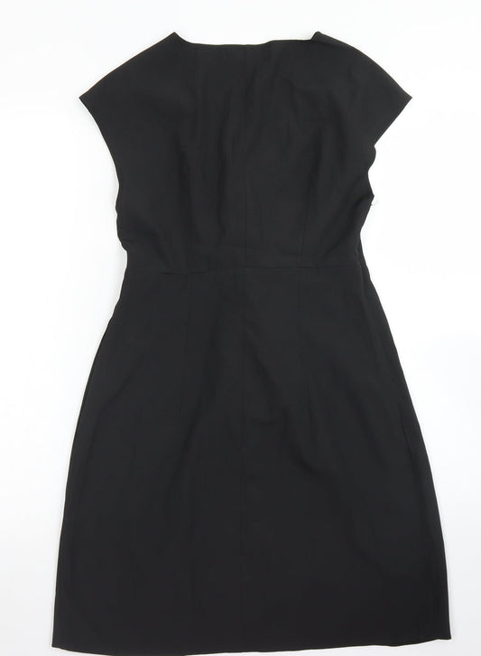 SheIn Womens Black Polyester Pencil Dress Size S V-Neck Zip