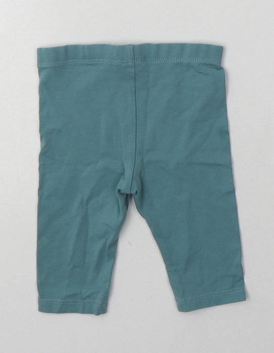 Marks and Spencer Girls Blue Cotton Capri Trousers Size 9 Months