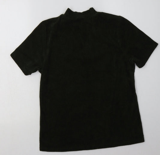 River Island Womens Green Cotton Basic T-Shirt Size 10 High Neck