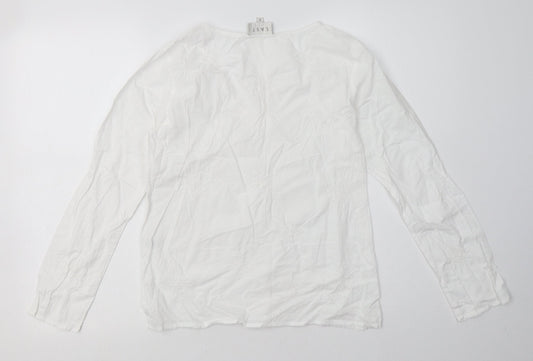 EAST Womens White Geometric Cotton Pullover Sweatshirt Size 10 Pullover