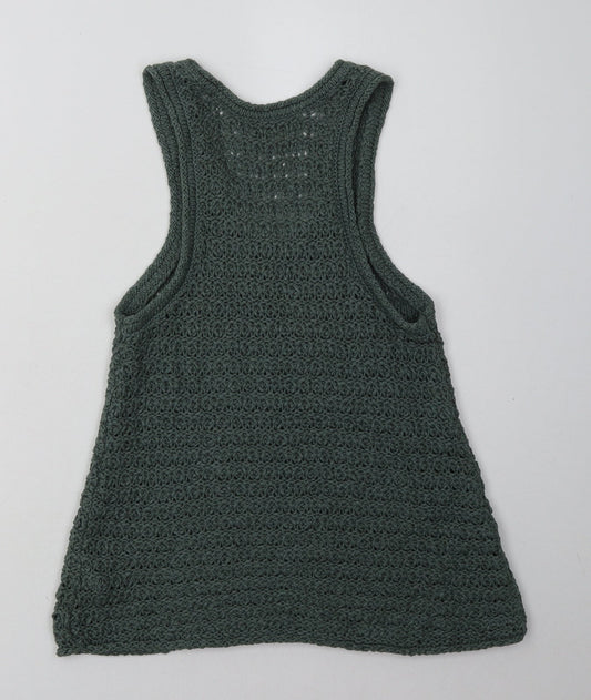 Aerie Womens Green Acrylic Basic Tank Size M Scoop Neck