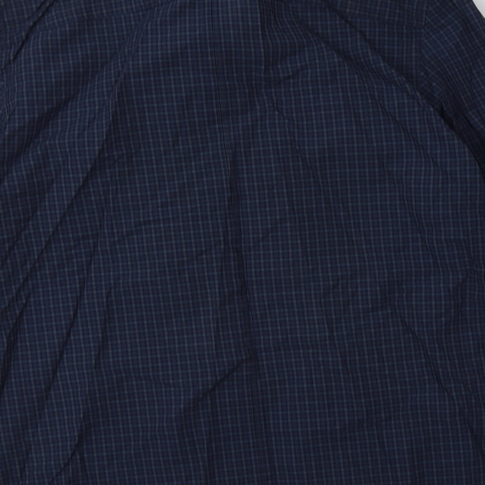 Debenhams Mens Blue Check Cotton Button-Up Size M Collared Button