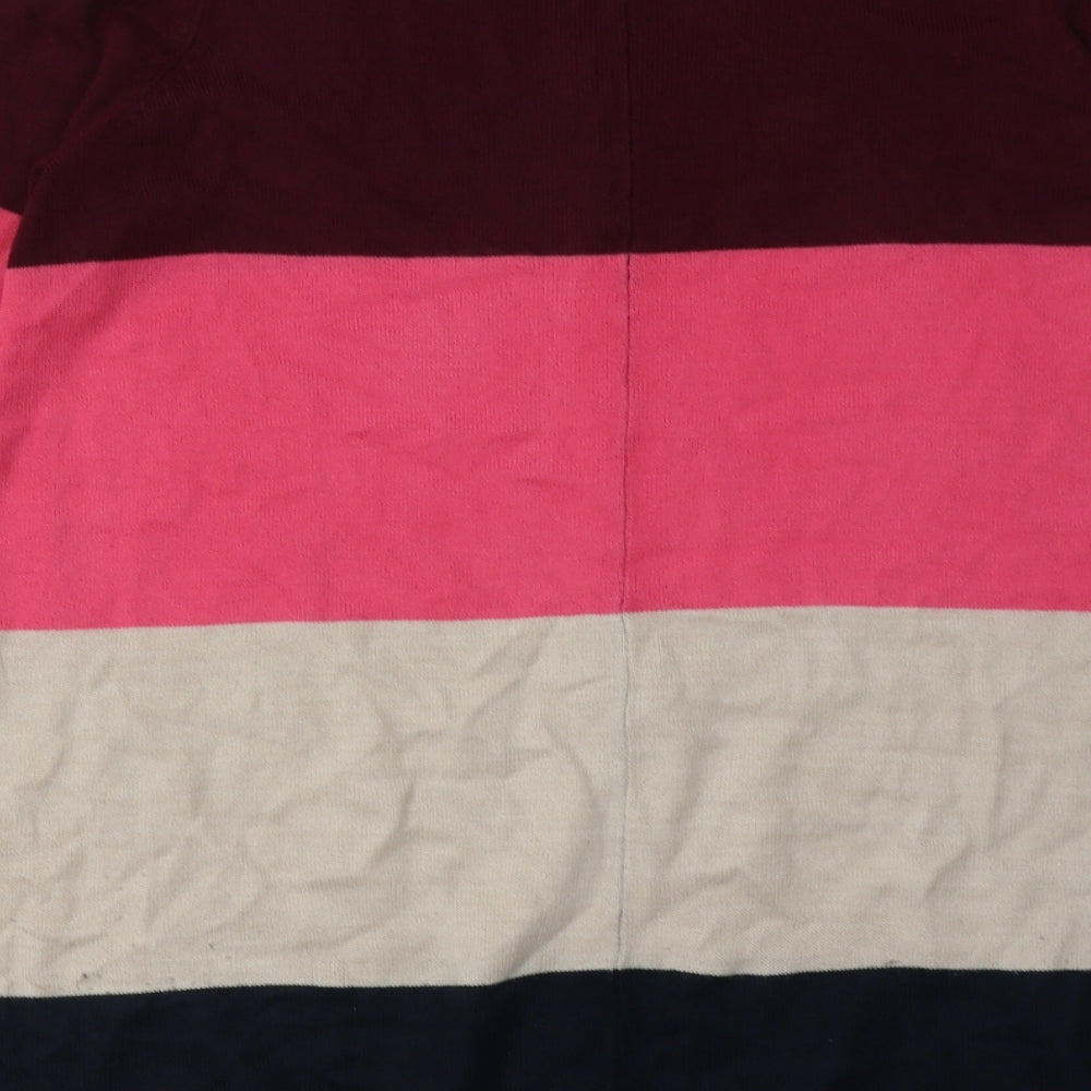 Marks and Spencer Womens Multicoloured Striped Acrylic Jumper Dress Size 10 V-Neck Pullover