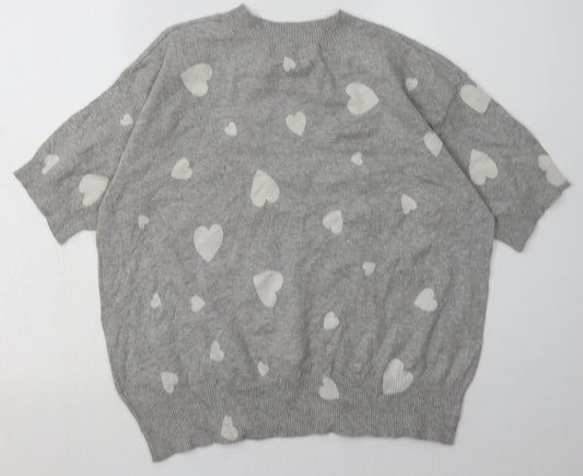 Marks and Spencer Womens Grey Geometric Cotton Pullover Sweatshirt Size M Pullover