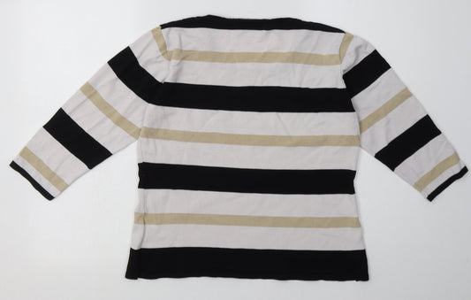 Alexara Womens White Striped Polyamide Pullover Sweatshirt Size L Pullover