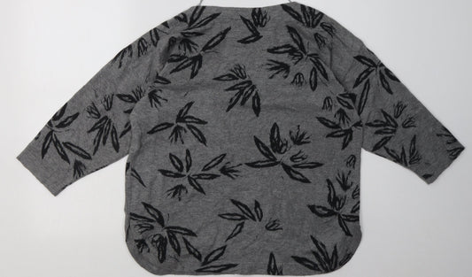 Viz a Viz Womens Grey Floral Polyester Pullover Sweatshirt Size 14 Pullover