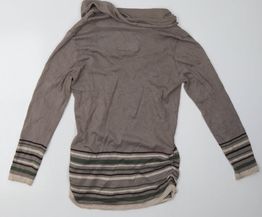 Debenhams Womens Grey Striped Cotton Pullover Sweatshirt Size 14 Pullover