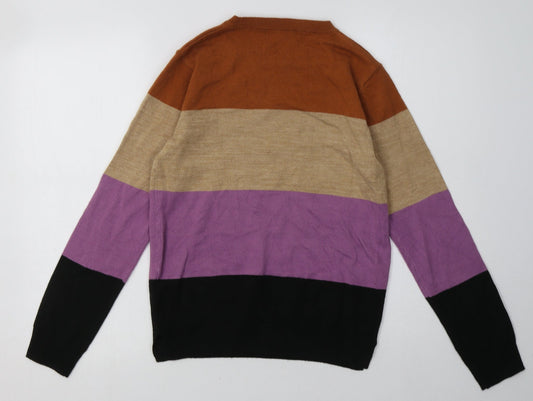 Marks and Spencer Womens Multicoloured Striped Acrylic Pullover Sweatshirt Size 8 Pullover