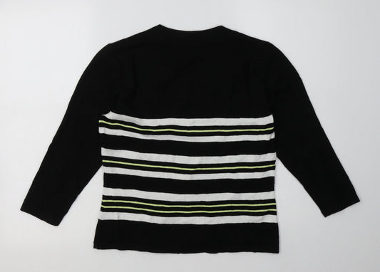 Precis Womens Black Striped Viscose Pullover Sweatshirt Size S Pullover