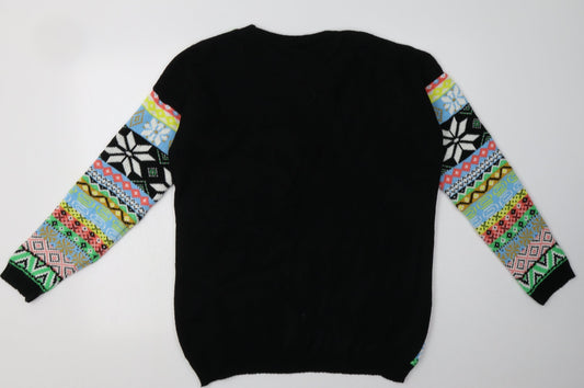 Preworn Womens Multicoloured Geometric Acrylic Pullover Sweatshirt Size L Pullover - Penguin