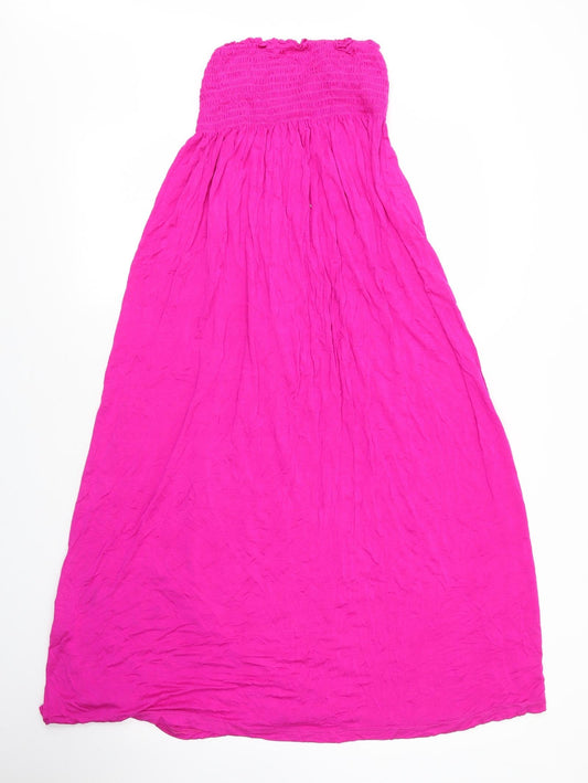 Preworn Womens Pink Viscose Maxi Size S Off the Shoulder