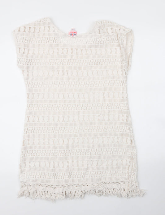 Stella & Dot Womens White Cotton Shift Size M Round Neck