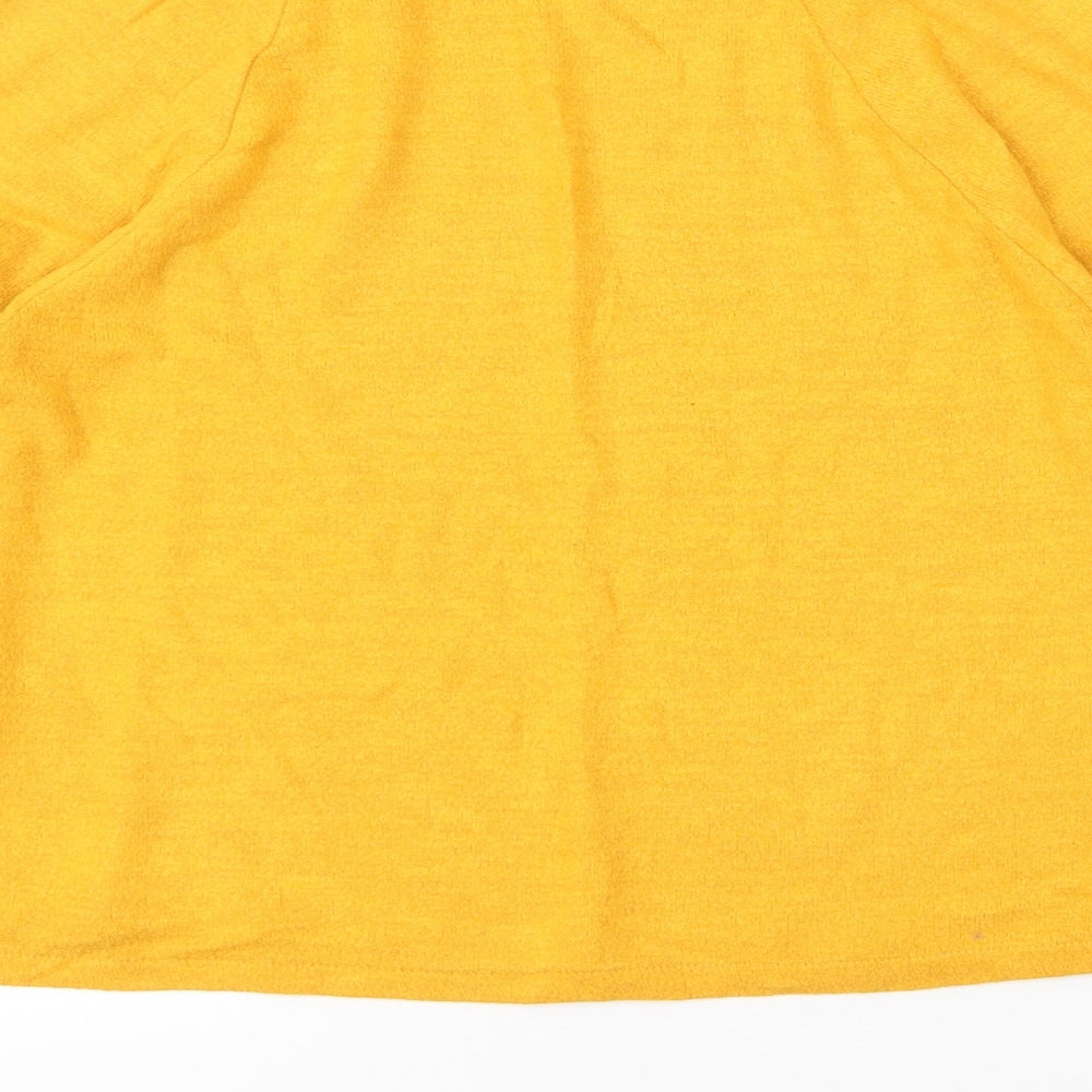 H&M Womens Yellow Mock Neck Viscose Pullover Jumper Size S