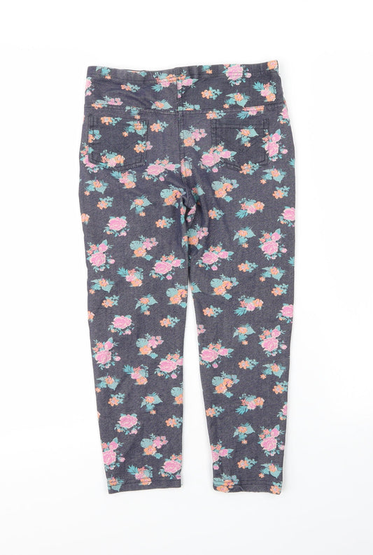 Lee Cooper Girls Blue Floral Cotton Carrot Trousers Size 9 Months Regular