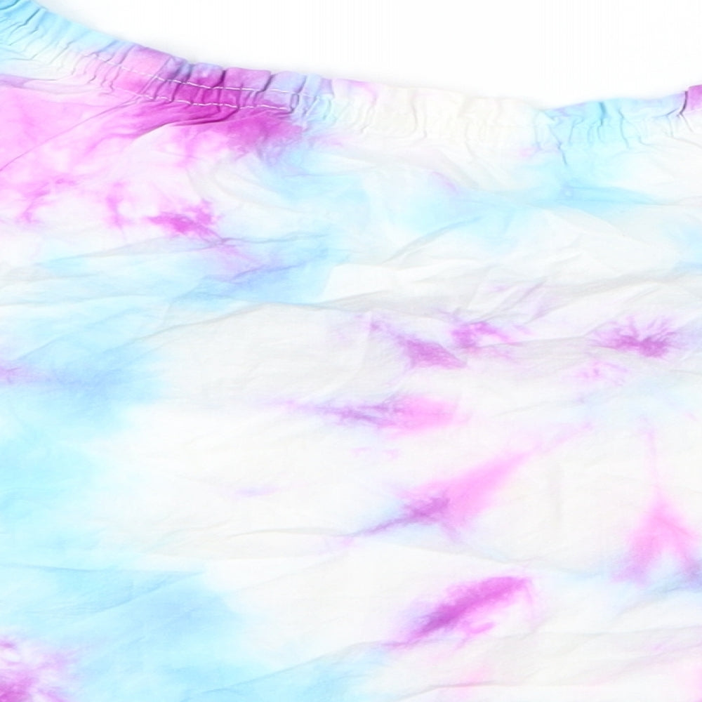 Preworn Girls Purple Cotton Basic Blouse Size 8 Years Boat Neck - Tie Dye Pattern