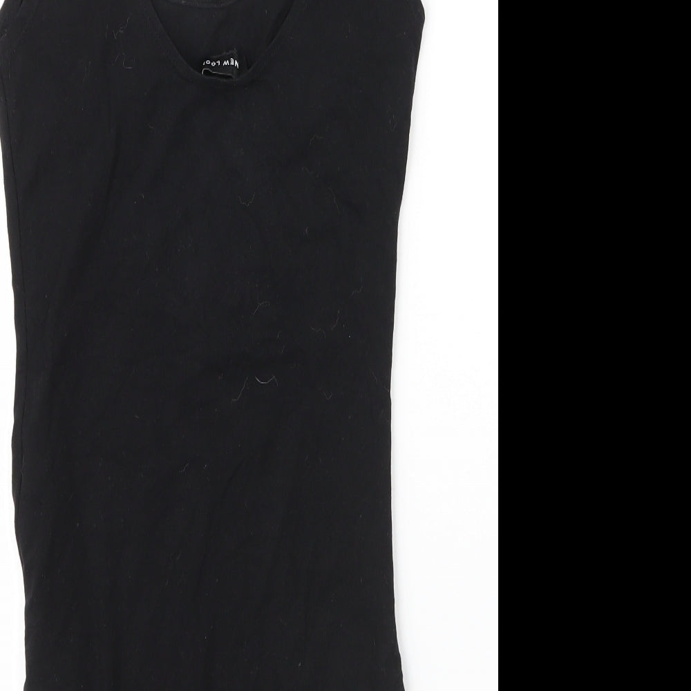 New Look Womens Black Cotton Leotard One-Piece Size 10 Snap