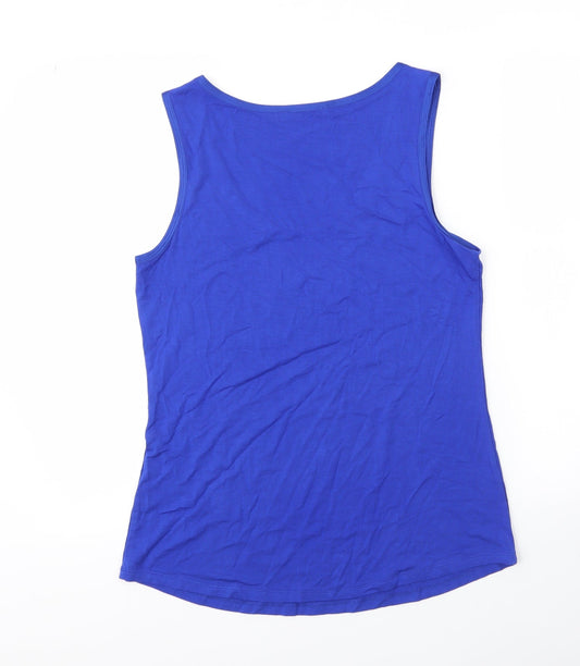 Oasis Womens Blue Viscose Basic Blouse Size M Round Neck