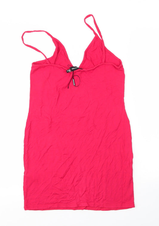 PRETTYLITTLETHING Womens Red Viscose Camisole Blouse Size 10 V-Neck