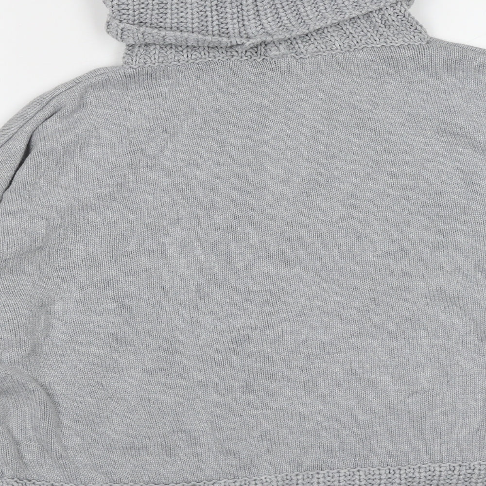 Marks and Spencer Womens Grey Roll Neck Cotton Pullover Jumper Size 12