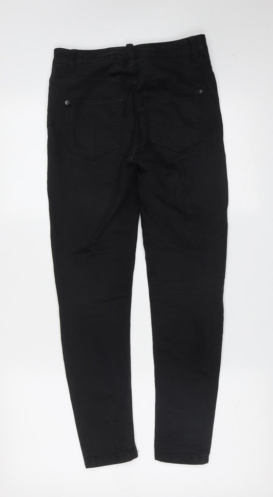 Marks and Spencer Womens Black Cotton Skinny Jeans Size 8 L26 in Extra-Slim Zip