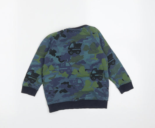 NEXT Boys Blue Camouflage Cotton Pullover Sweatshirt Size 2-3 Years - trucks
