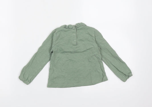TU Girls Green Cotton Basic T-Shirt Size 9-12 Months Round Neck