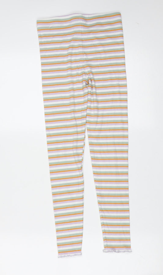 TU Girls Multicoloured Striped Cotton Carrot Trousers Size 9 Months Extra-Slim - leggings