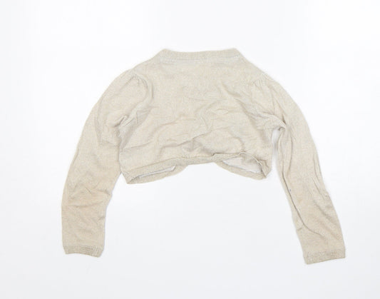 Mothercare Girls Beige Round Neck Cotton Cardigan Jumper Size 5-6 Years