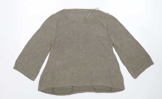 M&S Womens Brown Round Neck Acrylic Pullover Jumper Size 14