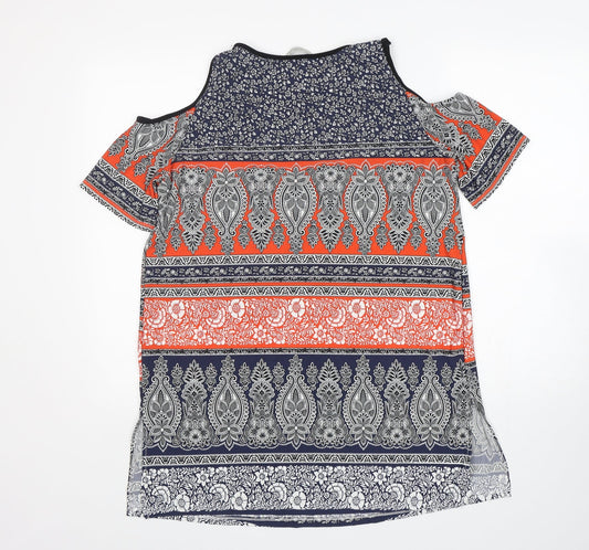 George Womens Multicoloured Paisley Polyester A-Line Size 12 V-Neck